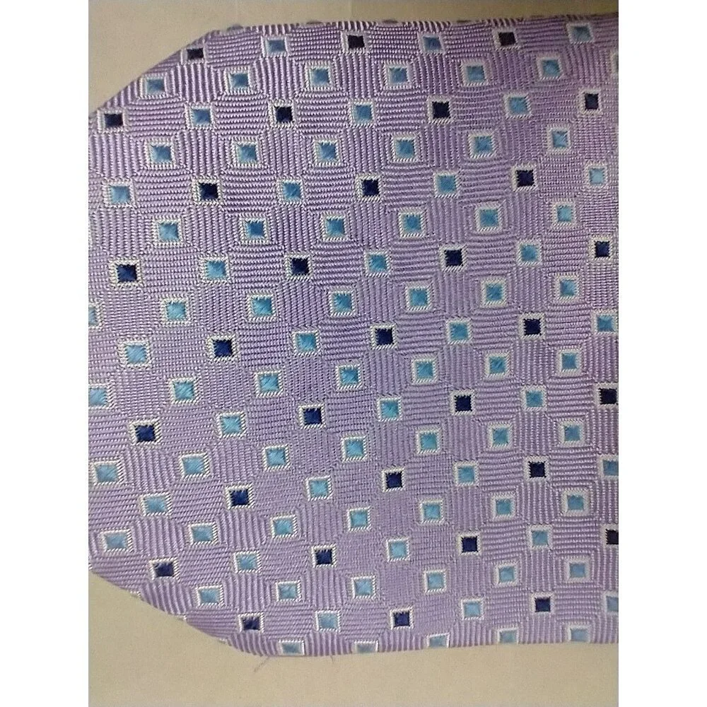 Brooks Brothers Mens Silk Necktie Lavender Blue Geometric‎ Textured Jacquard Tie